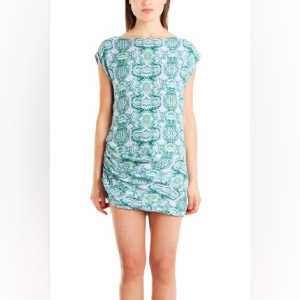 KELLY WEARSTLER Silk blend signature print Ruched COCOON minidress Tunic Top 8